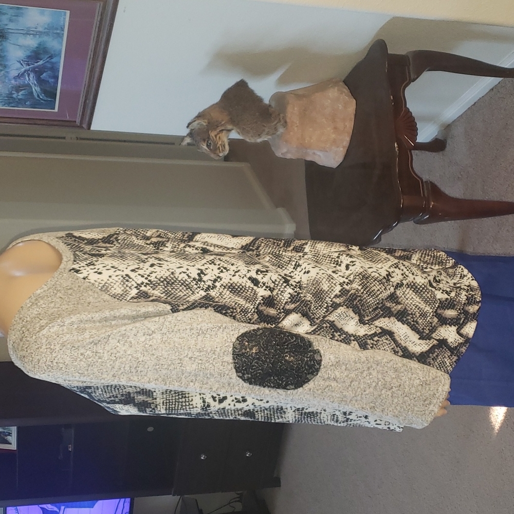 Nwot Again Xl Snake Print Color Block Sequin Elbo… - image 3